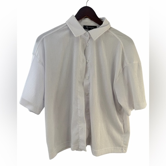 Lily Morgan Tops - Lily Morgan White Short-Sleeve Button-Up Shirt